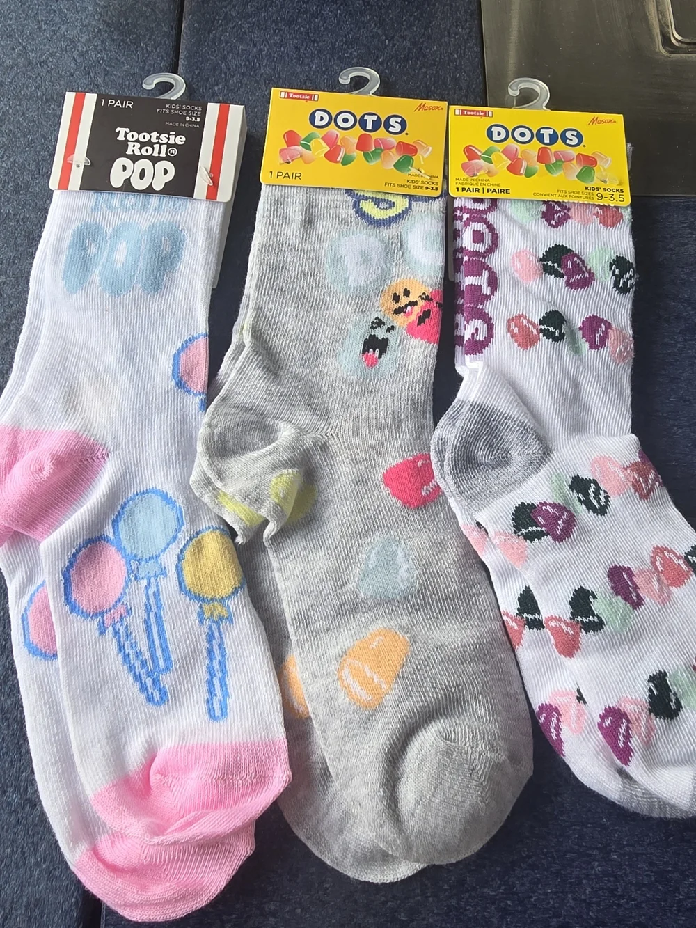 🍭 Candy Socks Bundle NWT 3 Pair Kids 9-3.5 Tootsie Roll Pop DOTS Novelty Socks